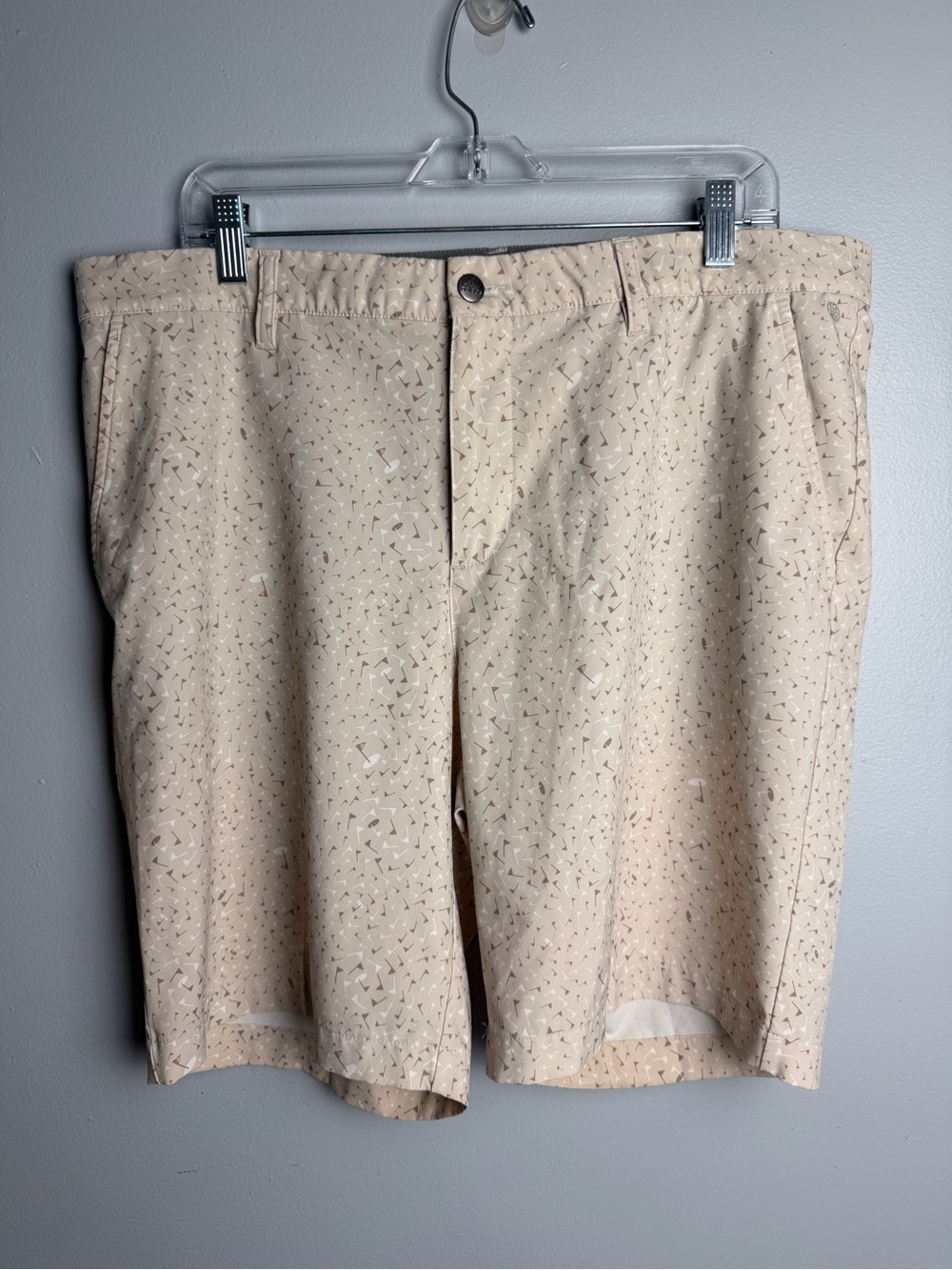 Adidas Golf Shorts Men's Beige Patterned Stretch Golf Shorts